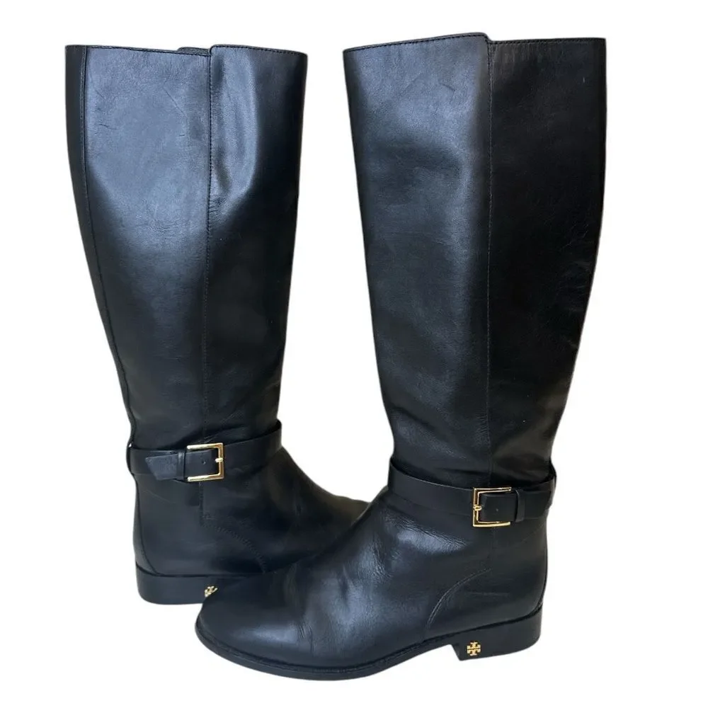 TORY BURCH Thora Black Patent Leather Boots